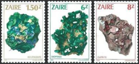 Mineral Stamps from the Democratic Republic of the Congo (previously Zaïre)