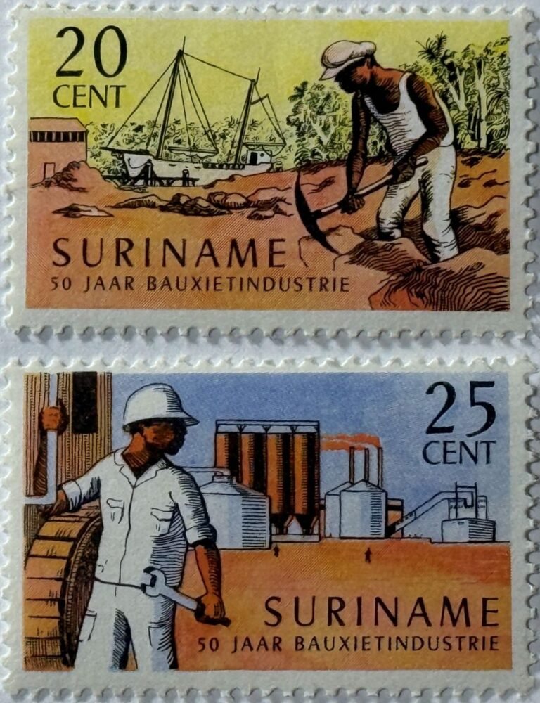 Suriname – 1966 – 50 Years of the Bauxite Industry – 20c & 25c (Set of 2)